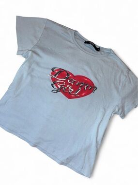 Jaded London Baby Blue Damn Girl Graphic Tee Y2K Coquette Fairy Grunge